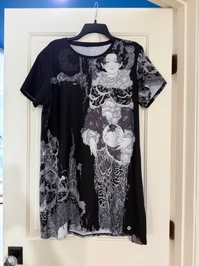 Blackmilk Black and White Illustration Mini Dress